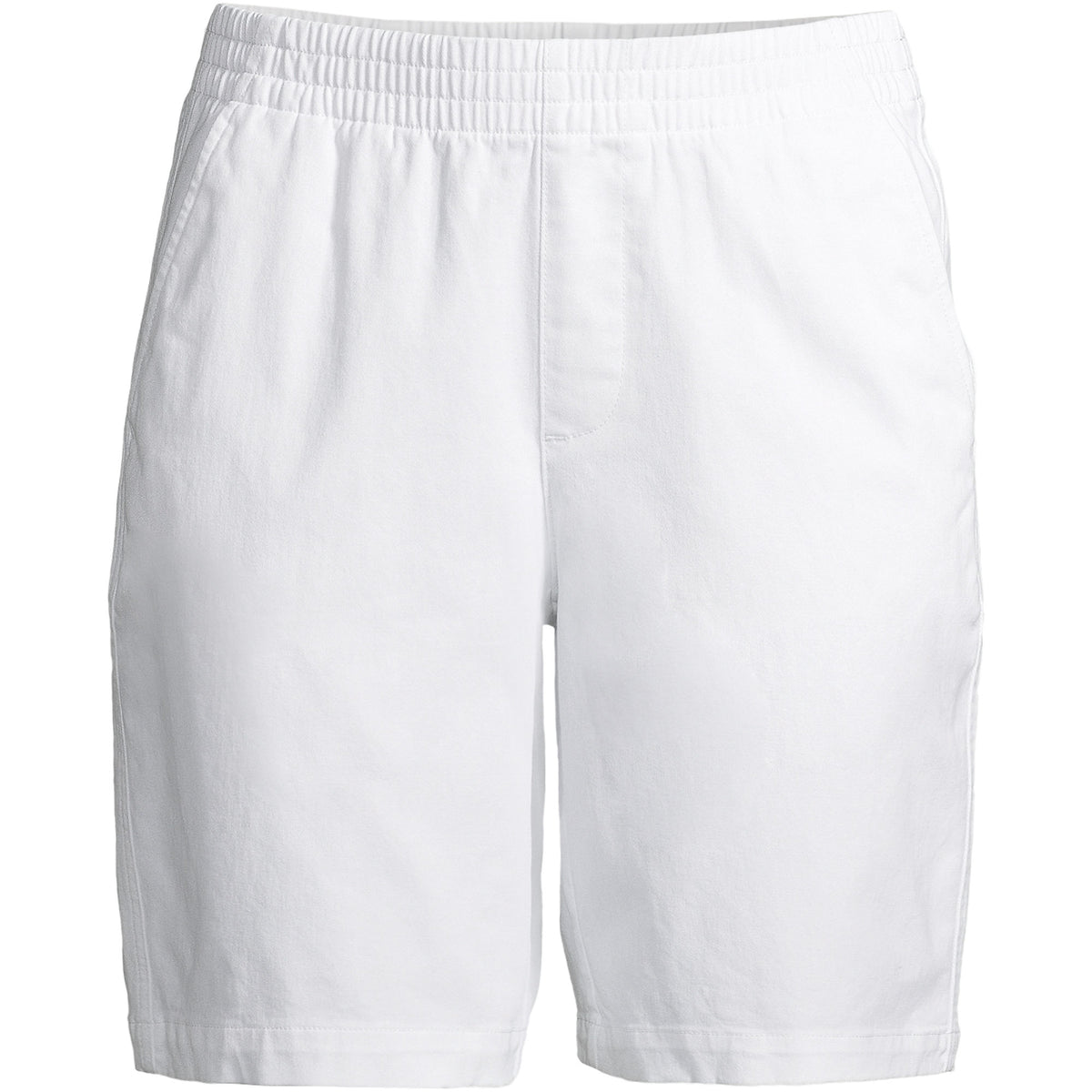 Women's Petite Mid Rise Elastic Waist Pull On 10" Chino Bermuda Shorts