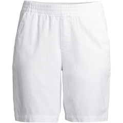 Women's Petite Mid Rise Elastic Waist Pull On 10" Chino Bermuda Shorts