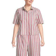 Women's Plus Size Poplin Button Front Shirt