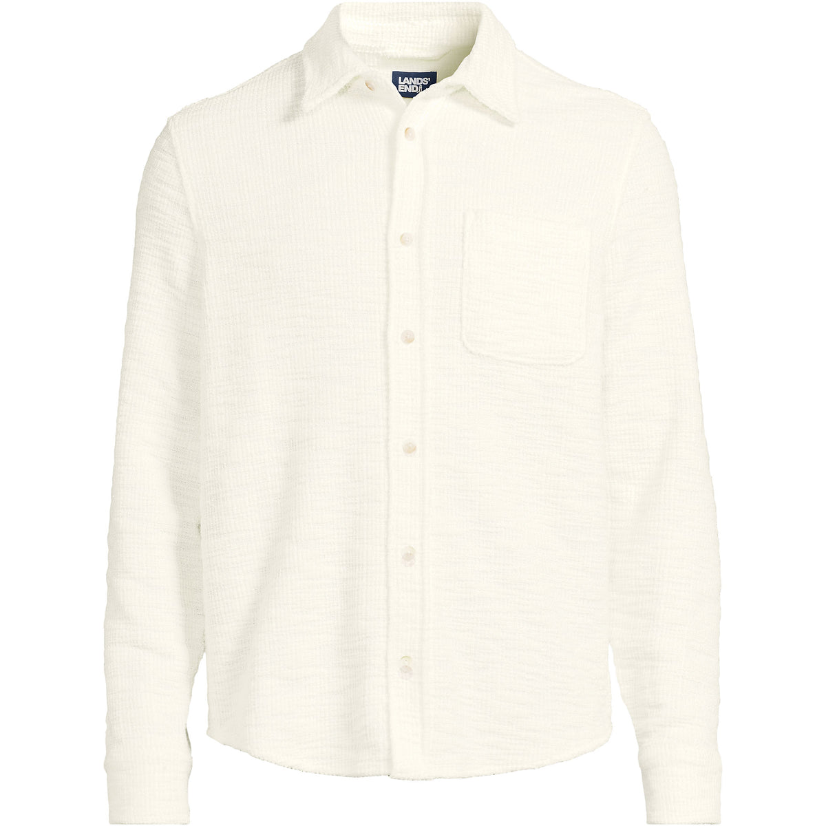 Men's Long Sleeve Knit Boucle Button Through Shirt