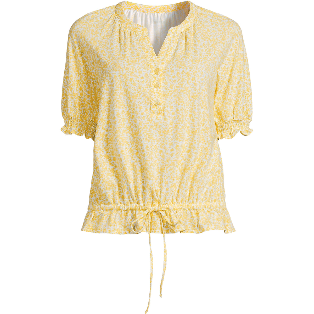Women's Plus Size Elbow Sleeve Lightweight Jersey Gathered Adjustable Hem Blouse