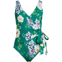 Women's Long Torso Side Tie Wrap One Piece Swimsuit