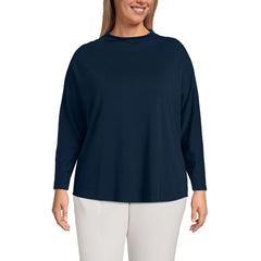 Women's Plus Size Sport Knit Funnel Neck Top