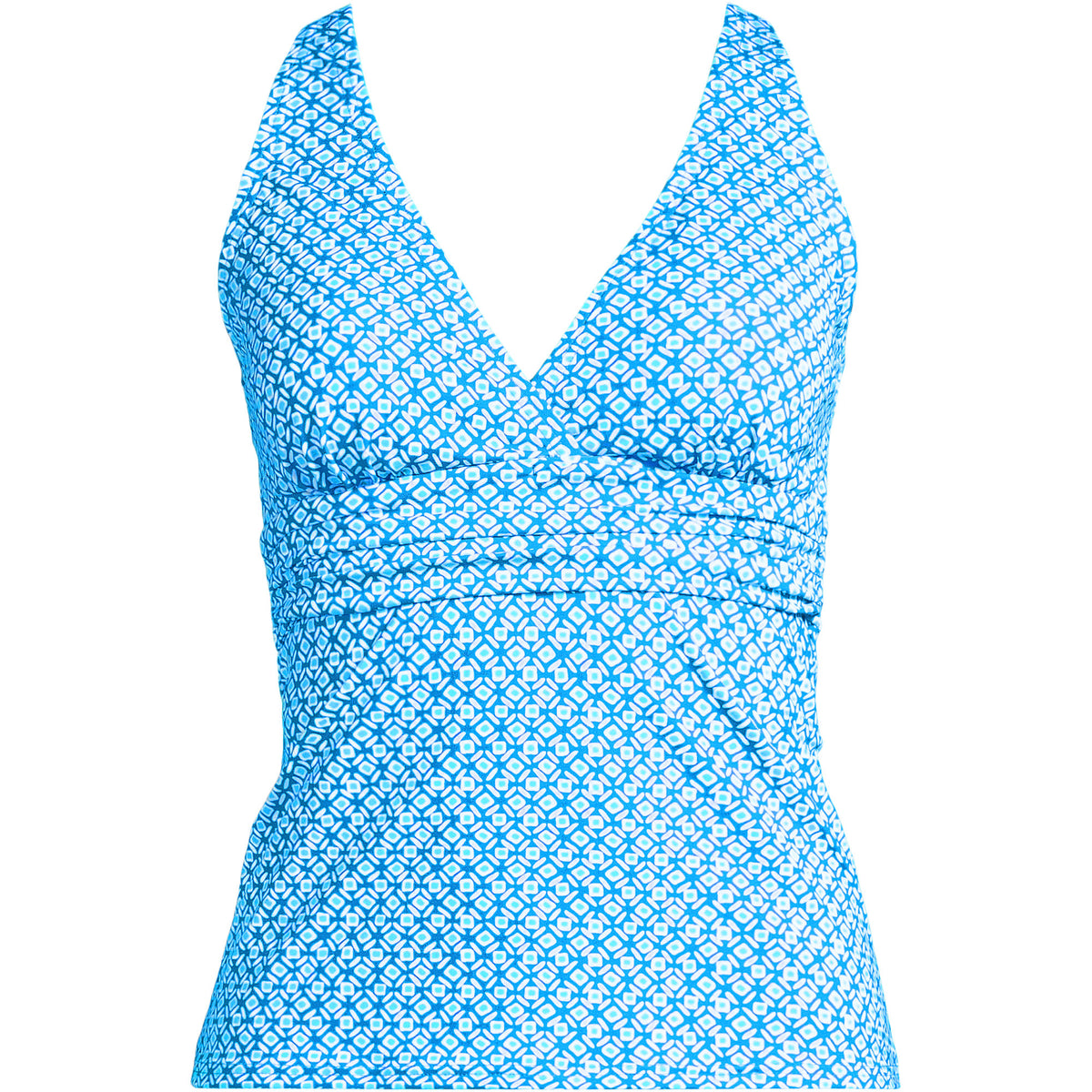 Women's Long Torso V-Neck Plunge X Back Tankini Top