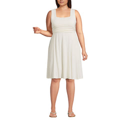 Women's Plus Size Cupro Fit and Flare Sleeveless Dress