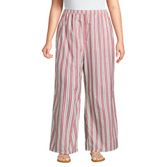 Women's Plus Size Poplin High Rise Extra Wide Leg Pants