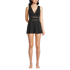 Women's Mesh V-neck Mini Swim Dress Swimsuit