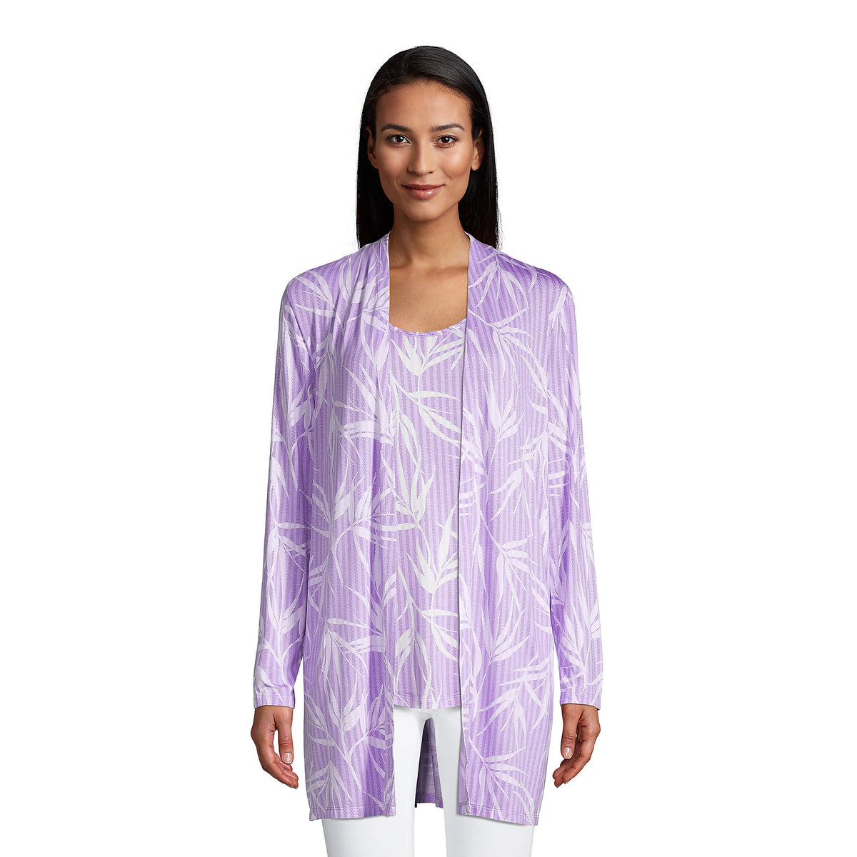 Women's Lightweight Jersey Knit Long Cardigan Print