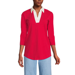Women's 3/4 Sleeve Super T Collared Popover Tunic