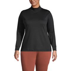 Women's Plus Size Long Sleeve Supima Mock Turtleneck