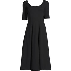 Women's Plus Size Starfish Elbow Sleeve Midi Fit and Flare Dress