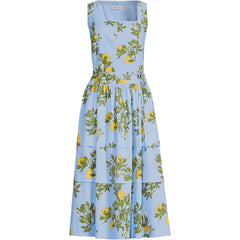 Women's Petite Poplin Square Neck Midi Tie Waist Dress