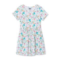 Girls Short Sleeve Gathered Waist Jersey Dress