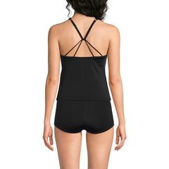 Women's D-Cup Tugless High Neck Strappy Back Tankini Top