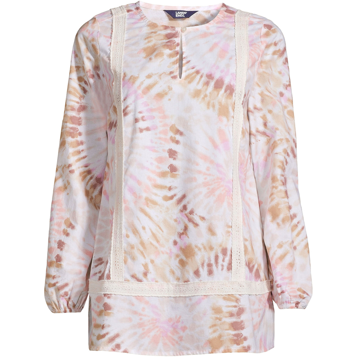 Women's Plus Size Cotton Long Sleeve Split Neck Tunic Top