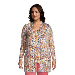 Women's Plus Size Lightweight Jersey Knit Long Cardigan Print