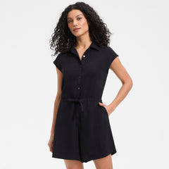 Women's Cap Sleeve Creaseless Button-Down Romper