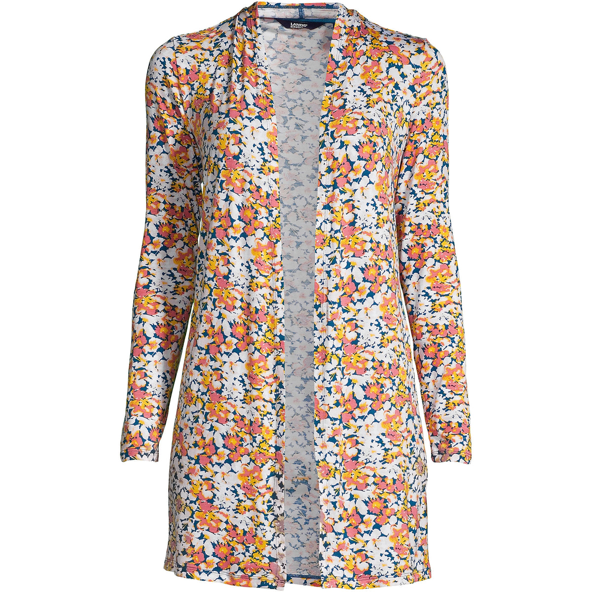 Women's Plus Size Lightweight Jersey Knit Long Cardigan Print