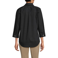 School Uniform Women's Petite Three Quarter Sleeve Broadcloth Easy Shirt