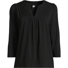Women's 3/4 Sleeve Lightweight Jersey Lattice Detail Top