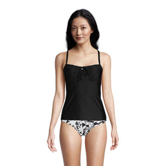 Women's Chlorine Resistant Tie Front Underwire Tankini Swimsuit Top Adjustable Straps