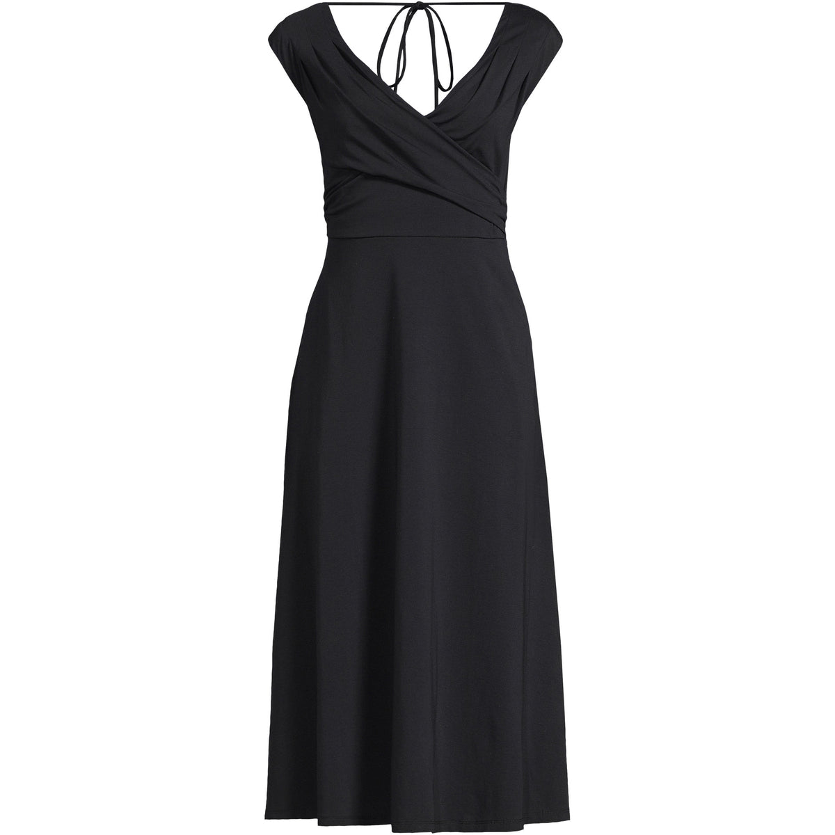 Women's Petite Cotton Modal Off the Shoulder Wrap Midi Dress