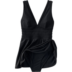 Women's Mesh V-neck Mini Swim Dress Swimsuit