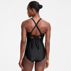 Women's Essential Tie Back Ruched One Piece Swimsuit