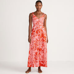 Women's Cotton Voile Vneck Tie Strap Maxi Dress