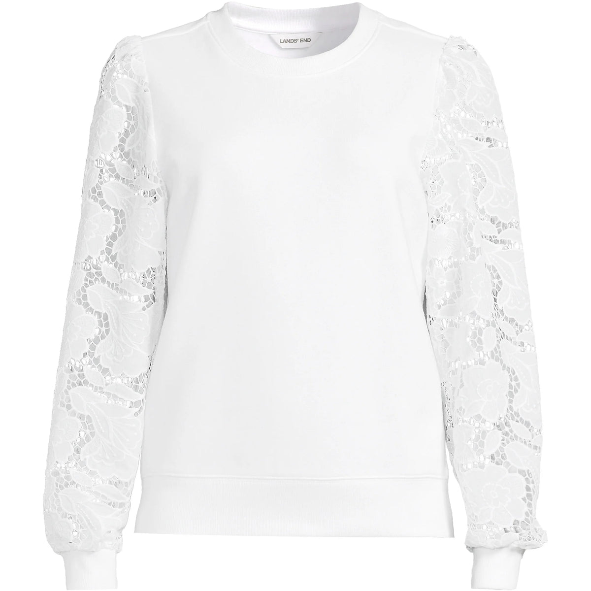 Women's Plus Size Serious Sweats Lace Sleeve Sweatshirt