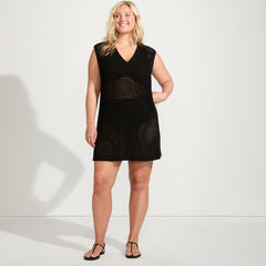 Women's Plus Size Open Knit Cover-up Dress