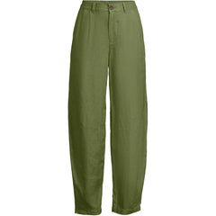 Women's Tall Linen High Rise Pleated Barrel Leg Ankle Pants