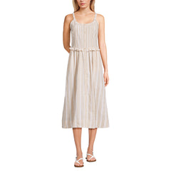 Women's Petite Linen Blend Pintuck Tank Midi Dress