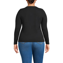 Women's Plus Size Long Sleeve Micro Rib Button Through Cardigan