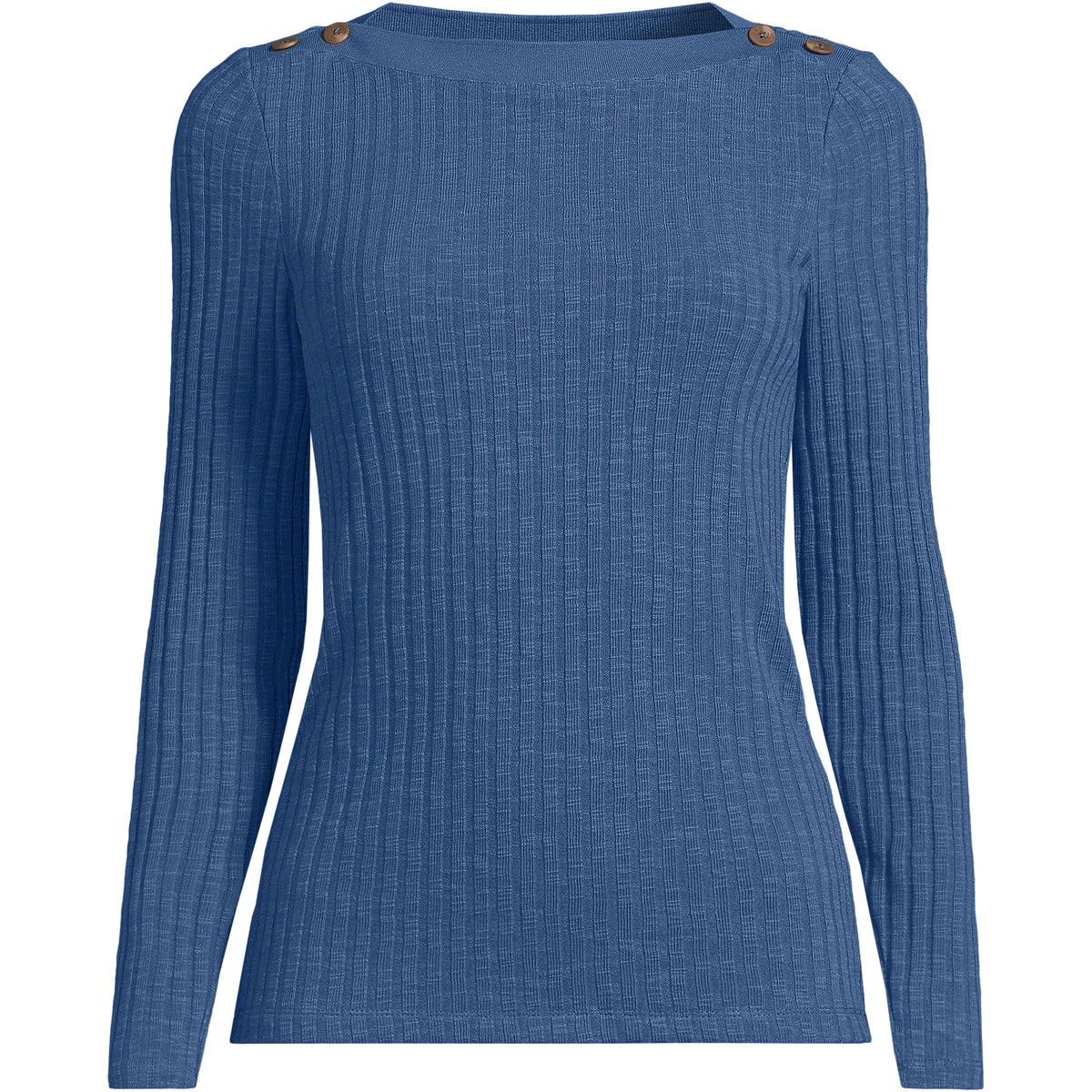 Women's Plus Size Long Sleeve Coastal Rib Boatneck Top
