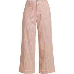 Women's Printed Twill High Rise 5 Pocket Wide Leg Crop Pants
