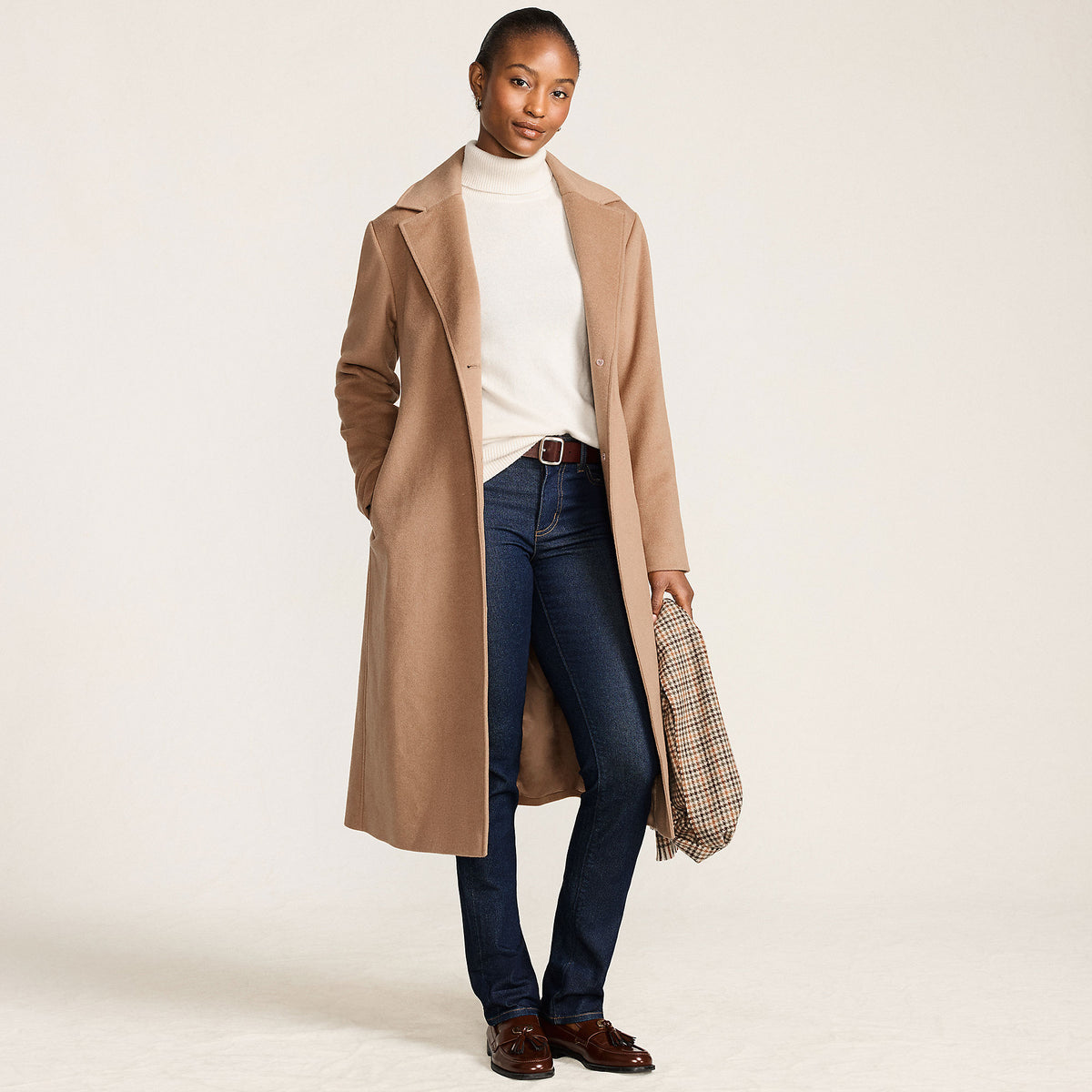 Women's Petite Wool Wrap Long Coat