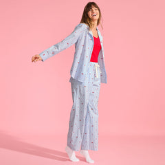 Women's Petite Poplin Wide Leg Sleep Pants