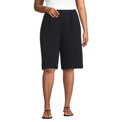 Women's Plus Size Sport Knit High Rise Pleated 12" Bermuda Shorts