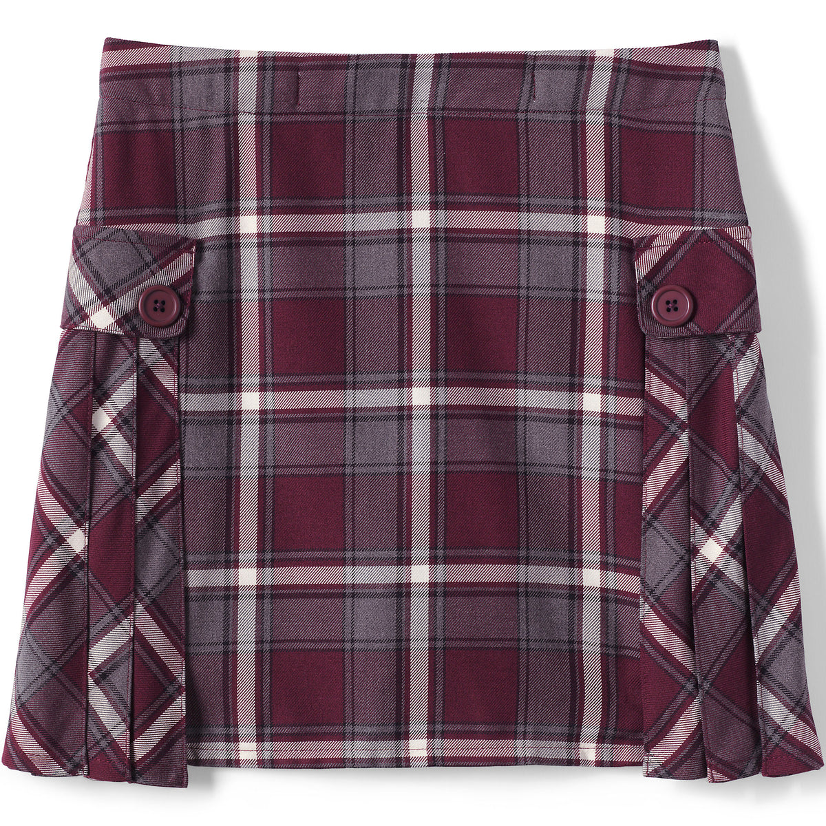 School Uniform Girls Plus Side Pleat Plaid Skort Above the Knee