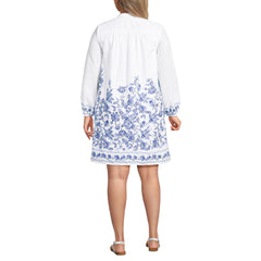 Women's Plus Size Voile Tie Neck Dress