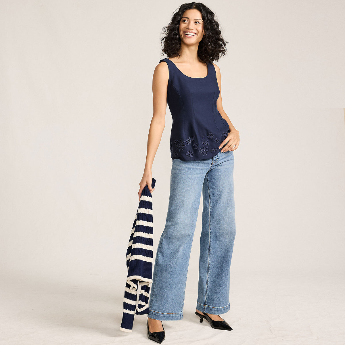 Women's Embroidered Peplum Top