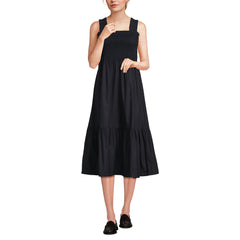 Women's Cotton Poplin Ruffle Smocked Dress