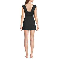 Women's Smoothing Square Neck Ruched Swim Dress Swimsuit
