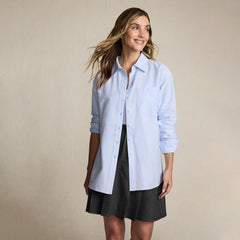 Women's Petite Oversized Oxford Button Front Shirt