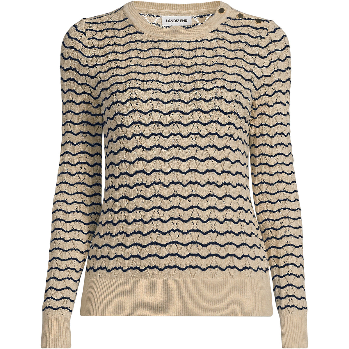 Women's Cotton Viscose Button Shoulder Modern Crew Sweater