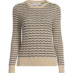 Women's Petite Cotton Viscose Button Shoulder Modern Crew Sweater