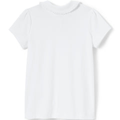 Girls Short Sleeve Ruffled Peter Pan Collar Knit Shirt