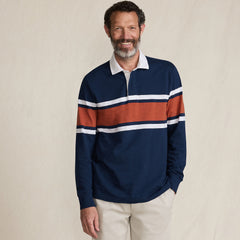 Men's Long Sleeve Lightweight Slub Rugby Polo