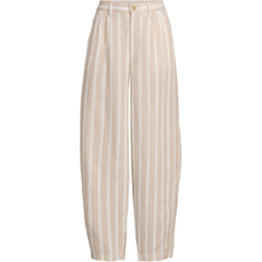 Women's Tall Linen High Rise Pleated Barrel Leg Ankle Pants